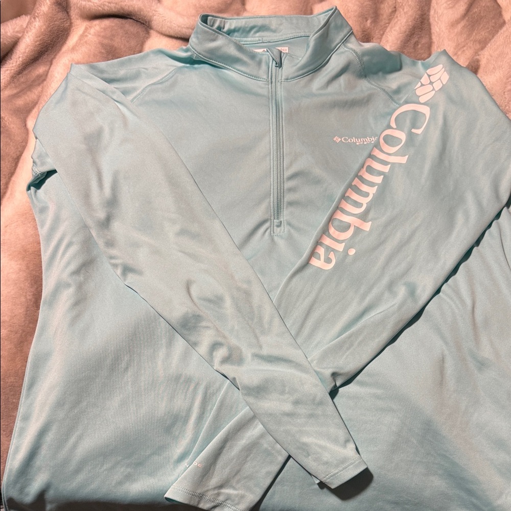 NWOT Columbia Performance Fishing Gear Omni Shade Quarter Zip Teal
